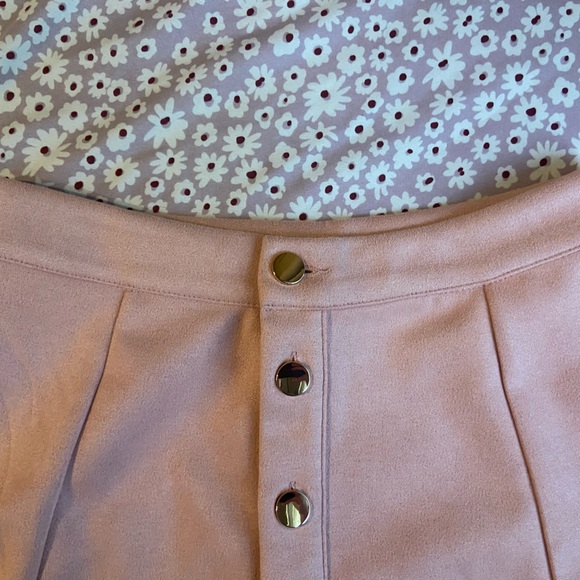 Baby Pink Faux Suede High Waisted Mini Skirt - Picture 3 of 7